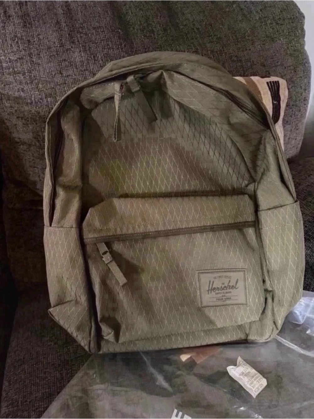 Herschel Supply Company Olive Green Diamond-Pattern Backpack